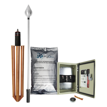 Kit de Pararrayo con Punta en Acero Inoxidable con Diámetro de Protección de 160 metros.