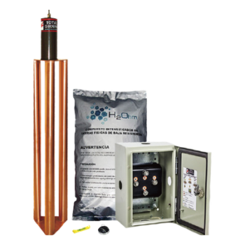 Kit de puesta a tierra de 100 Amperes con Electrodo, Filtro, Acoplador y Compuesto H2Ohm.