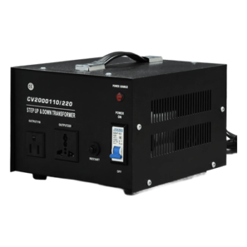 Transformador con doble función bidireccional : eleva o reduce el voltaje entre 110 Vca y 220 Vca