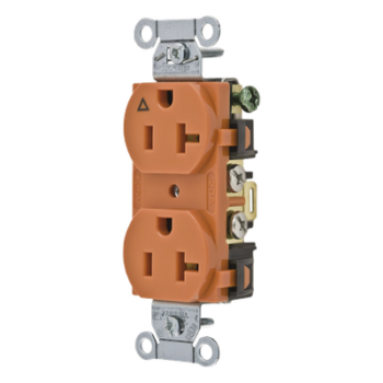 Contacto Dúplex Conexión a Tierra Aislada/ 20 A 125 V/ 2 polos 3 Hilos/ Color naranja/ Nema 5- 20R/ Grado Comercial.