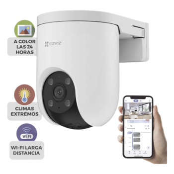 Cámara PT / Wi-Fi / Resolución 3 Megapixel (2K) / Audio de Dos Vías / Visión Nocturna en Color / AI Detección de Humanos y Vehículos / Defensa Activa con Sirena y Luz Estroboscópica / IP65