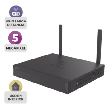 NVR Inalámbrico (WiFi) de 8 Canales IP / Admite Cámaras hasta 5 Megapixel (3K) / Salidas HDMI y VGA  / H.265 / Almacenamiento hasta 8 TB