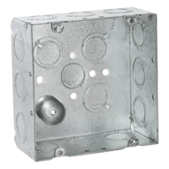 Caja Cuadrada 4 11/16 x 4 11/16"/ Profundidad de 2- 1/8"/ Cuenta 1 Entrada de 1/2" y 15 TKO  (1/2"-3/4").