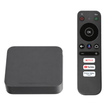 STB 4K Android con Google TV / Alto Rendimiento / Conexión Wi-Fi y por Cable / Control Remoto Bluetooth / Salida HDMI / APP Hik Connect Pre-instalada / Software de Gestion para ISPs/ Para modo desarrollador leer la nota en la descripcion