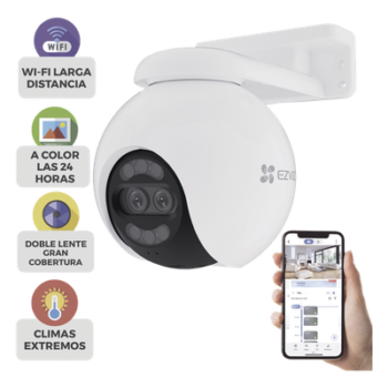 Cámara PT / Wi-Fi / Lente Dual / Panorámica 360° / Resolución 4K / Visión Nocturna ColorFULL  / IA Detección de Humanos y Vehiculos / Alarma con Sirena y Luz / IP65