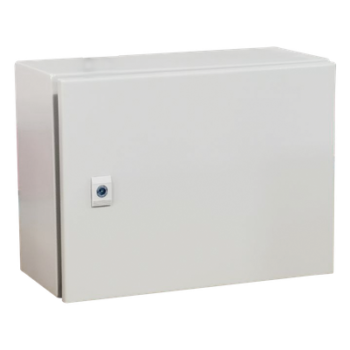 Gabinete de Acero IP66 Uso en Intemperie (500 x 300 x 300 mm) con Placa Trasera Interior Metálica y Compuerta Inferior Atornillable (Incluye Chapa y Llave T). Ideal para Centros de Carga y Tableros de Control