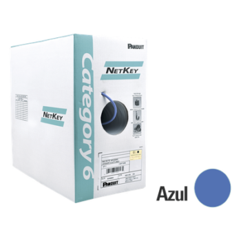 Bobina de Cable UTP 305 Metros (1000 Pies) de Cobre, NetKey, Azul, Categoría 6 (24 AWG), 1000Mbps, Riser (CMR), de 4 Pares