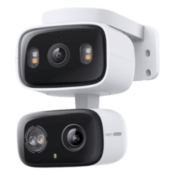 Cámara de Seguridad Dual PTZ / 2 Lentes 2K+2K (3MP cada uno) / 3x Claridad Telefoto / IP65 Exterior / IA Inteligente / Seguimiento Sincronizado / Vista Dual Simultánea / Color Night Vision / Audio Bidireccional / 125.5° Gran Angular + 67