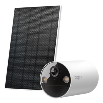 Kit Cámara Solar Tapo / 2K 3MP (2304×1296 px) / Visión Nocturna Color / Batería 6400 mAh 180 Días / IP65 / Panel Solar Integrado / Detección IA Personas / Audio Bidireccional