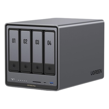 NAS UGREEN NASync DXP4800 Plus / Procesador Intel Pentium Gold 8505 5 Núcleos / 4 Bahías SATA + 2 M.2 NVMe PCIe 4.0 / 8GB DDR5 Expandible a 64GB / 10GbE + 2.5GbE / USB 3.2 Gen 2 Tipo C / HDMI 4K / Sistema Almacenamiento Conectado Red