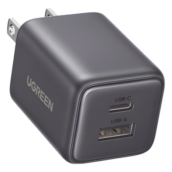 Cargador rápido GaN 1A1C de 20 W y 2 puertos