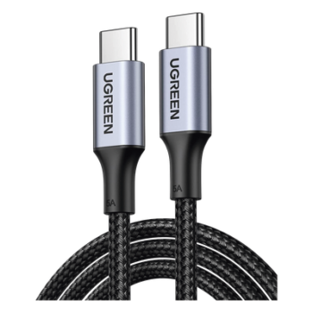 Cable USB-C a USB-C | 1 Metro | Carga Rápida de hasta 100W | Transferencia de datos 480 Mbps | PD3.0 | QC4.0/3.0/2.0 | FPC | AFC | Protección Integrada| Caja de Aluminio | Nylon Trenzado | Amplia Compatibilidad | Color Negro.