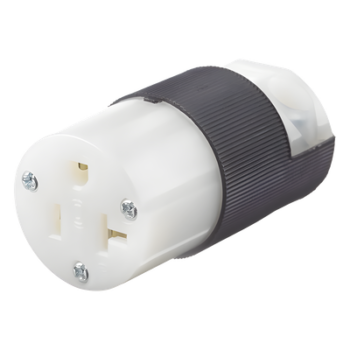 Conector Entrada Recta/ 20 A 125V/ 2 Polos 3 Hilos/ Nema 5-20 R/ Grado Industrial- Comercial / Color Negro-Blanco.