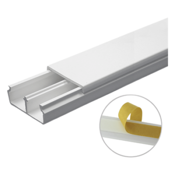 Canaleta en color blanco de PVC auto extinguible, con divisón 35 x 17, tramo de 6 pies, con cinta adhesiva (5301-21252)