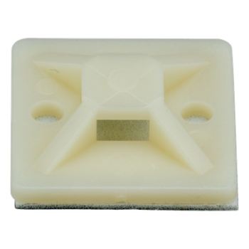Montaje-Sujetador Adhesivo STRONGHOLD de 4 Vías de 1" x 1" x 1/4", Color Natural,  Nylon 6.6 Retardante de Llamas V-2, Paquete de 100pz