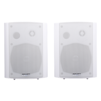 Altavoces Amplificada de Montaje en Pared 5"+1.5" | RMS 20W@8ohms y Pasivo 20W | Material ABS | Reja Metálica | Bracket de Metal | Color Blanco