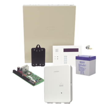 Kit de panel de alarma con comunicador IP para central receptora, teclado alfanumérico, batería y transformador