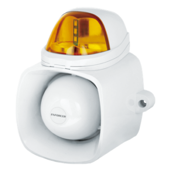 Sirena / Luz Estroboscópica Autónoma / Color Ambar  4 en 1 / IP65 / Uso Interior y Exterior / 12 Vcd / Múltiples Tipos de Notificación / Estroboscópica, de Sirena o de Audio /