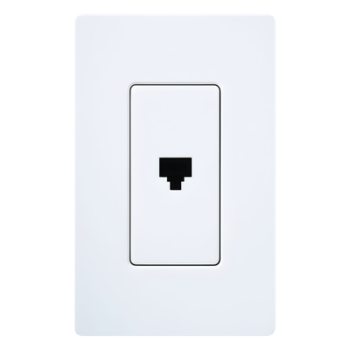 Jack telefónico de pared RJ11 de 6 conductores, diseño a ras de pared, color blanco, para placas Lutron Claro y Satin Colors (placa se vende por separado)