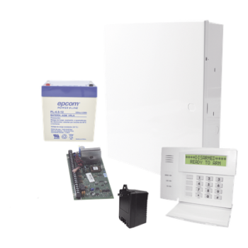 Kit de panel de alarma cableado VISTA-48LA con teclado de 4 zonas integradas, batería y transformador