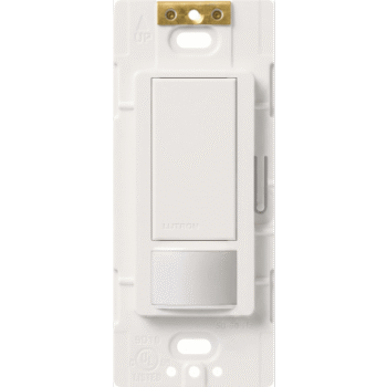 Apagador de pared con sensor de ocupación y vacancia Maestro, 2 A a 120 V, unipolar, para espacios pequeños como clósets, alacenas y cuartos de lavado, blanco