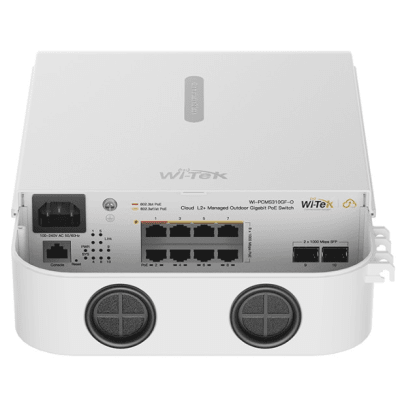 Switch PoE Industrial / 8 Puertos Gigabit / 2 SFP Uplink / PoE++ 90W / PoE+ 30W / 110W Total / 20 Gbps Switching / Sin Ventilador / -30°C a 60°C