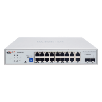 Switch PoE / 16 Puertos 10/100 Mbps PoE / 2 Uplink Gigabit / 1 Puerto SFP / Presupuesto PoE 250 W / Alcance 250 m (820.2 ft) / ONVIF