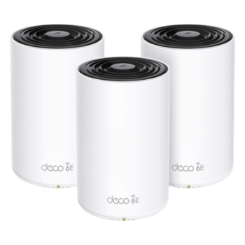 Sistema Mesh Wi-Fi / Wi-Fi 6E AX5400 / Triple Banda / 3 Nodos / 3 Puertos Gigabit WAN/LAN Auto-Detección / 4 Antenas Internas / Administración por App