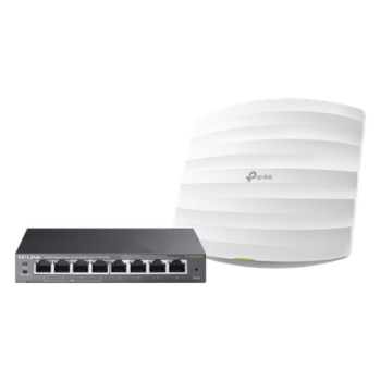 Kit Access Point y Switch PoE / Doble Banda AC / 1750 Mbps / 8 Puertos Gigabit / 55W PoE Total