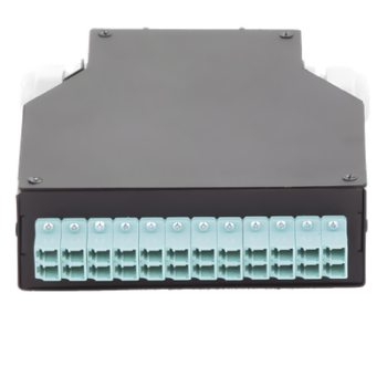 Distribuidor de Fibra Óptica / Riel DIN / 12 Acopladores LC/UPC Dúplex Multimodo / Charola 24 Fusiones / Acero Laminado / 1.57 x 4.96 x 5.59 in
