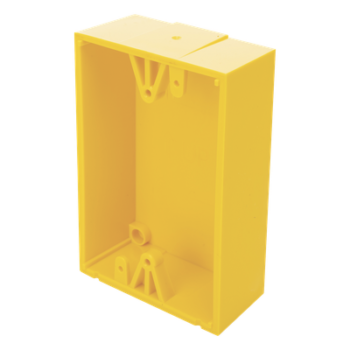 Caja de Montaje Superficial / Policarbonato Resistente / Perfil Bajo 1.5 pulgadas (38 mm) / Compatible con Botones de Emergencia / Activación Tipos 2, 5, 6, 7, 8 y 9