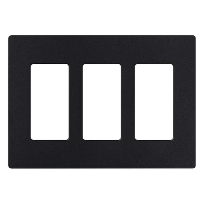 Placa de Pared / 3 Espacios / Diseño Screwless / Apertura Designer / Acabado Satinado Midnight / 16.7 cm (6.6 in) x 11.9 cm (4.7 in)