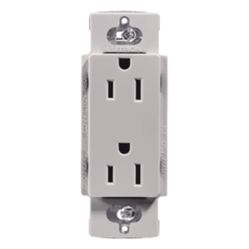 Contacto Dúplex de Pared / 15 A / 125 V / Placa Frontal Gris / Instalación Sin Tornillos Visibles / Compatible Multi-Gang