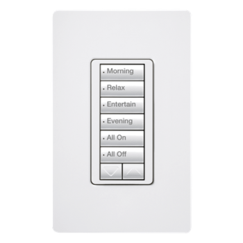 Botonera de Pared Inalámbrica / 6 Botones con Subir/Bajar / Retroiluminada / RF 431-437 MHz / 120 V / Instalación en Caja Estándar