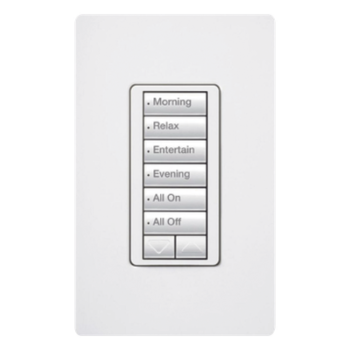 Teclado Híbrido con Atenuador / 6 Botones Programables / 450 W Incandescente / 100 W LED/CFL / Control de Neutro / Radiofrecuencia 431-437 MHz / Hasta 9 m (29.5 ft) de Repetidor