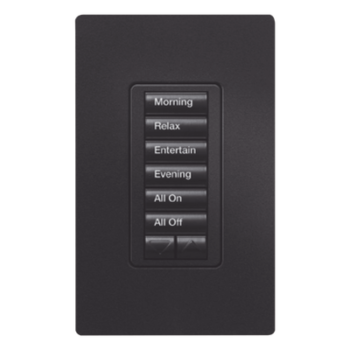 Teclado Híbrido de Pared / 6 Botones Programables / Atenuador Integrado 450 W / Control RF 431-437 MHz / Acabado Midnight