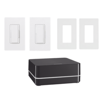 Kit de Control de Iluminación / Repetidor Principal / Atenuador 600 W / Interruptor 8 A / 2 Placas Claro / App y Asistentes de Voz