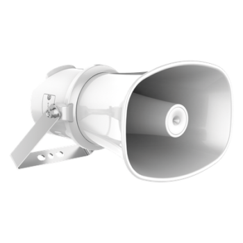 Altavoz IP Tipo Trompeta | 7 Watts | PoE+ | Integración con Hik-Central Professional | Reproducción de Audio vía Red | IP67 | Salida de 12 VCD | Metal | compatible con Hik-Connect
