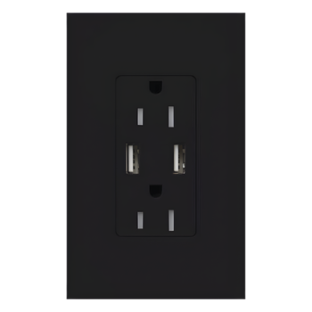 Tomacorriente de Pared / 15 A / 2 Puertos USB Tipo A / 3.8 A / Resistente a Manipulaciones / Color Midnight