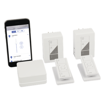 Kit Caseta Wireless / Smart Bridge / 2 atenuadores de clavija 120 V / 2 controles Pico / 2 bases de mesa / Alexa, Apple HomeKit y Asistente de Google