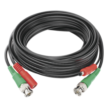 Cable Coaxial Siames / BNC RG59 + Alimentación / 5 m (16.40 ft) / 100% Cobre / 4K / Interior y Exterior