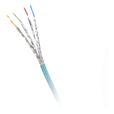 Bobina de Cable Blindado S/FTP / Cat 6A / Multifilar 24 AWG / Resistente Aceite-UV-Abrasión / PUR Ignífugo / 500 m (1640 pies)