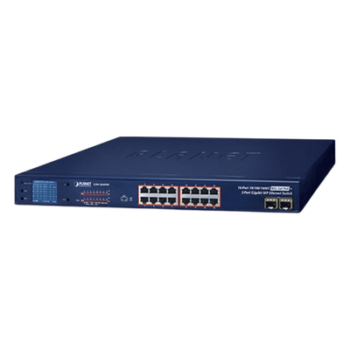 Switch PoE+ / 16 Puertos Gigabit / 2 Combo SFP / LCD / 300W / 1U Rack / 0.76 x 1.44 x 0.14 ft