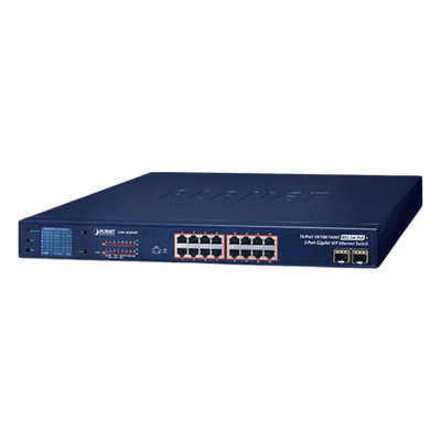 Switch PoE+ / 16 Puertos Gigabit / 2 Combo SFP / LCD / 300W / 1U Rack / 0.76 x 1.44 x 0.14 ft