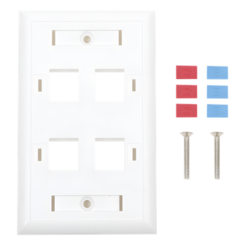 Placa de Pared Keystone / 4 Puertos / Espacio para Etiqueta / UL 94V-0 / 70 x 115mm (2.75' x 4.52')