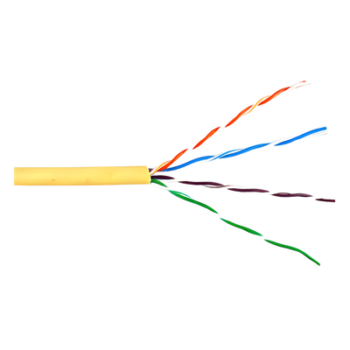 Bobina de Cable UTP Cat6 Riser / 305m (1000 pies) / Color Amarillo / UL CMR / Probado a 350 MHz / 23 AWG Cobre Sólido / -20°C a 75°C / CCTV, Datos, IP, RS485