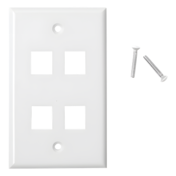 Placa de Pared / 4 Puertos Keystone / Montaje Vertical / 70 x 115 mm / 2.75 x 4.52 ft / Blanco