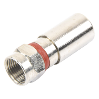 Conector F Macho / Compresión en Línea / Cable RG-6 / Cuerpo Bronce Niquelado / Contacto Oro / Aislante Teflón
