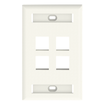 Placa de Pared Vertical / 4 Puertos Keystone / 69.8 x 114.3 mm / 2.75 x 4.5 pulg. / Con Espacios para Etiquetas / Color Marfil