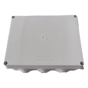 Caja de Derivación-Conexión para Exterior IP65 con 10 Entradas / 200 x 155 x 80 mm / Sellado Seguro con Empaque + 4 Tornillos / Resiste Agua, Polvo y Sol Directo